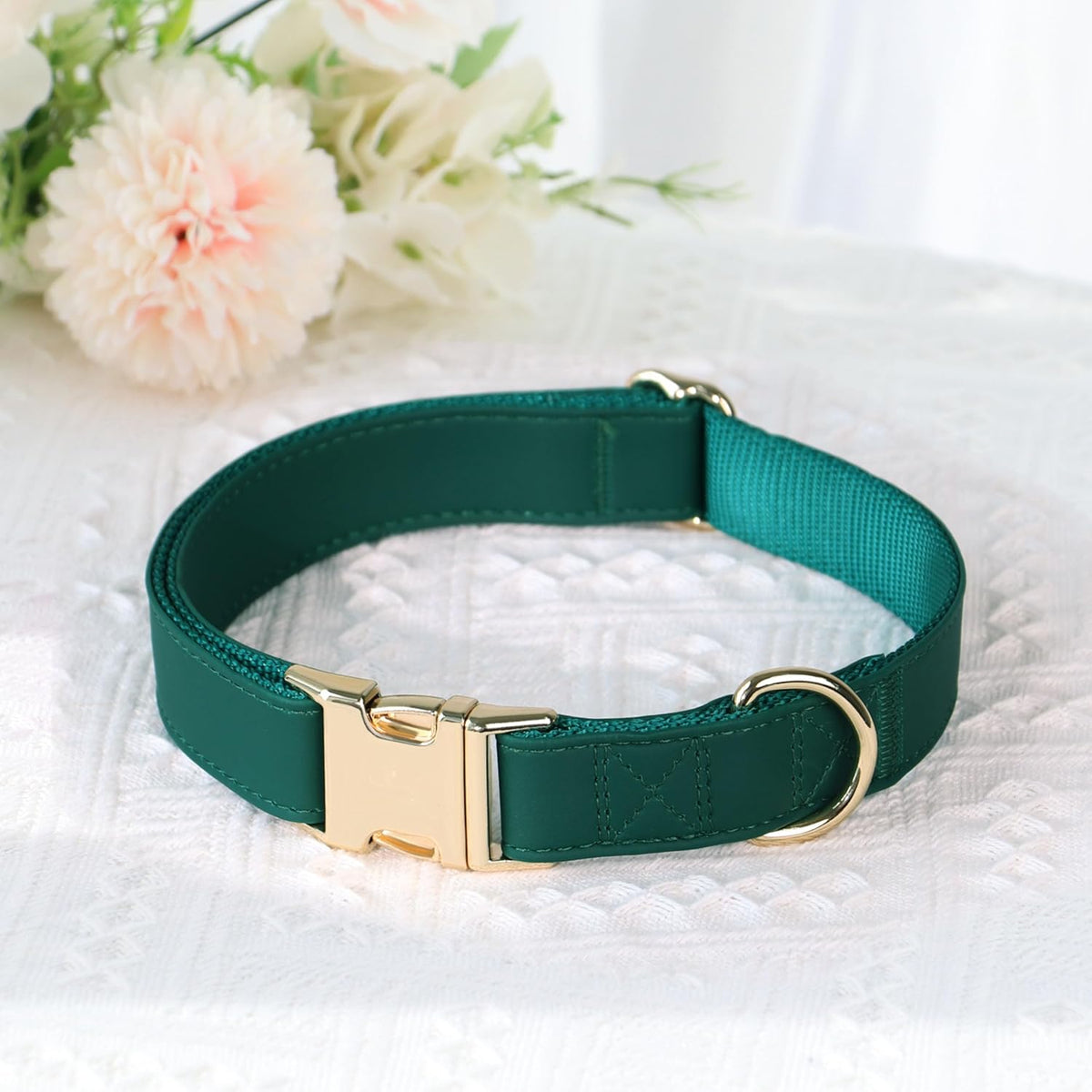 PET ARTIST Soft PU Leather Dog Collar, Bright Color & Durable Dog Collar Leather with Rose Gold