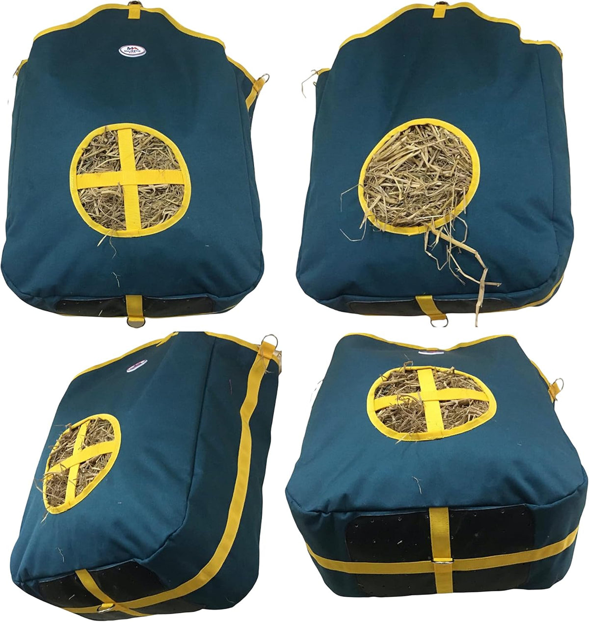 Majestic Ally Nylon Hay Feeder Tote Bag for Horse, Goat, Sheep - Double Sides Open Feed Hole with