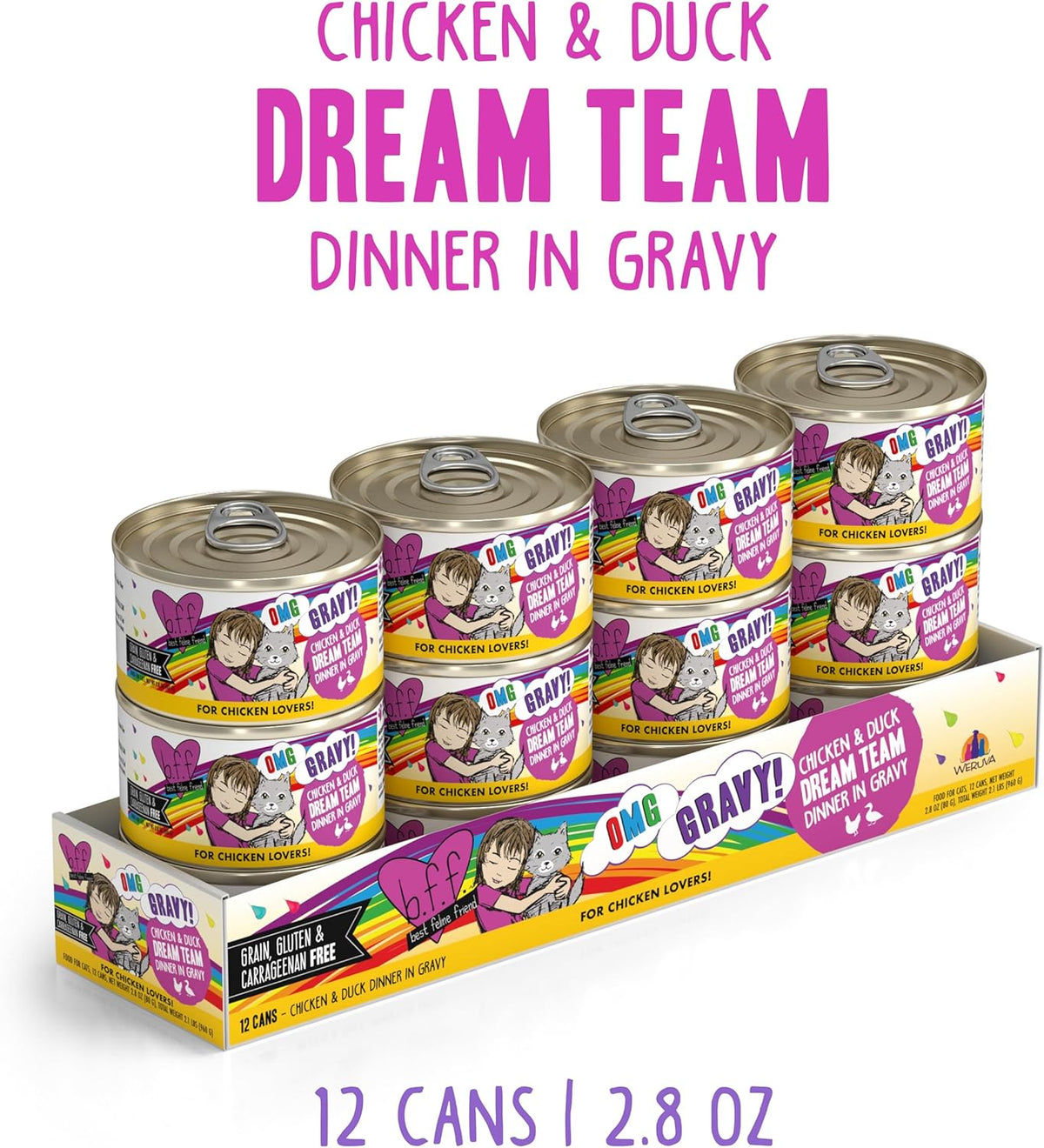 Weruva B.F.F. OMG - Best Feline Friend Oh My Gravy!, Chicken & Duck Dream Team with Chicken & Duck
