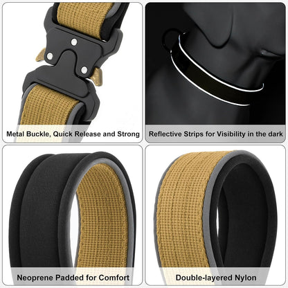 Plutus Pet Tactical Dog Collar, Reflective, Adjustable Heavy Duty Dog Collar, Soft Padded and
