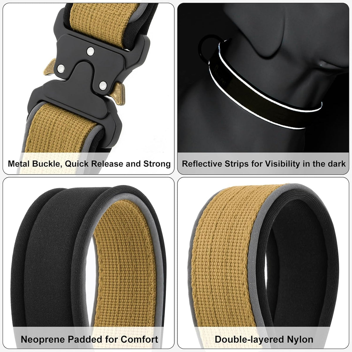 Plutus Pet Tactical Dog Collar, Reflective, Adjustable Heavy Duty Dog Collar, Soft Padded and