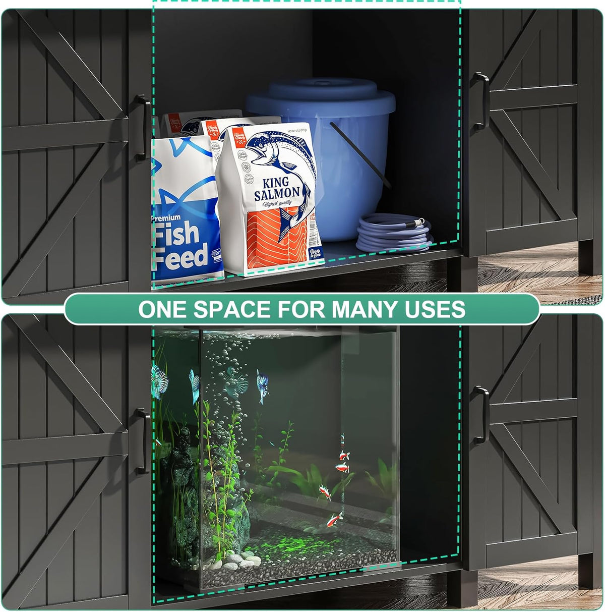 55-75 Gallon Aquarium Stand With Charging Station, Farmhouse Fish Tank Stand, Reptile Tank Stand