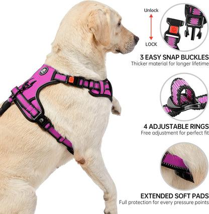 NESTROAD No Pull Dog Harness,Adjustable Oxford Dog Vest Harness with Leash,Reflective No-Choke Pet