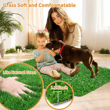 LOOBANI Dog Grass Pee Pads, 2 Pack Artificial Grass Pads for Potty Tray, Fake Grass for Dogs to Pee