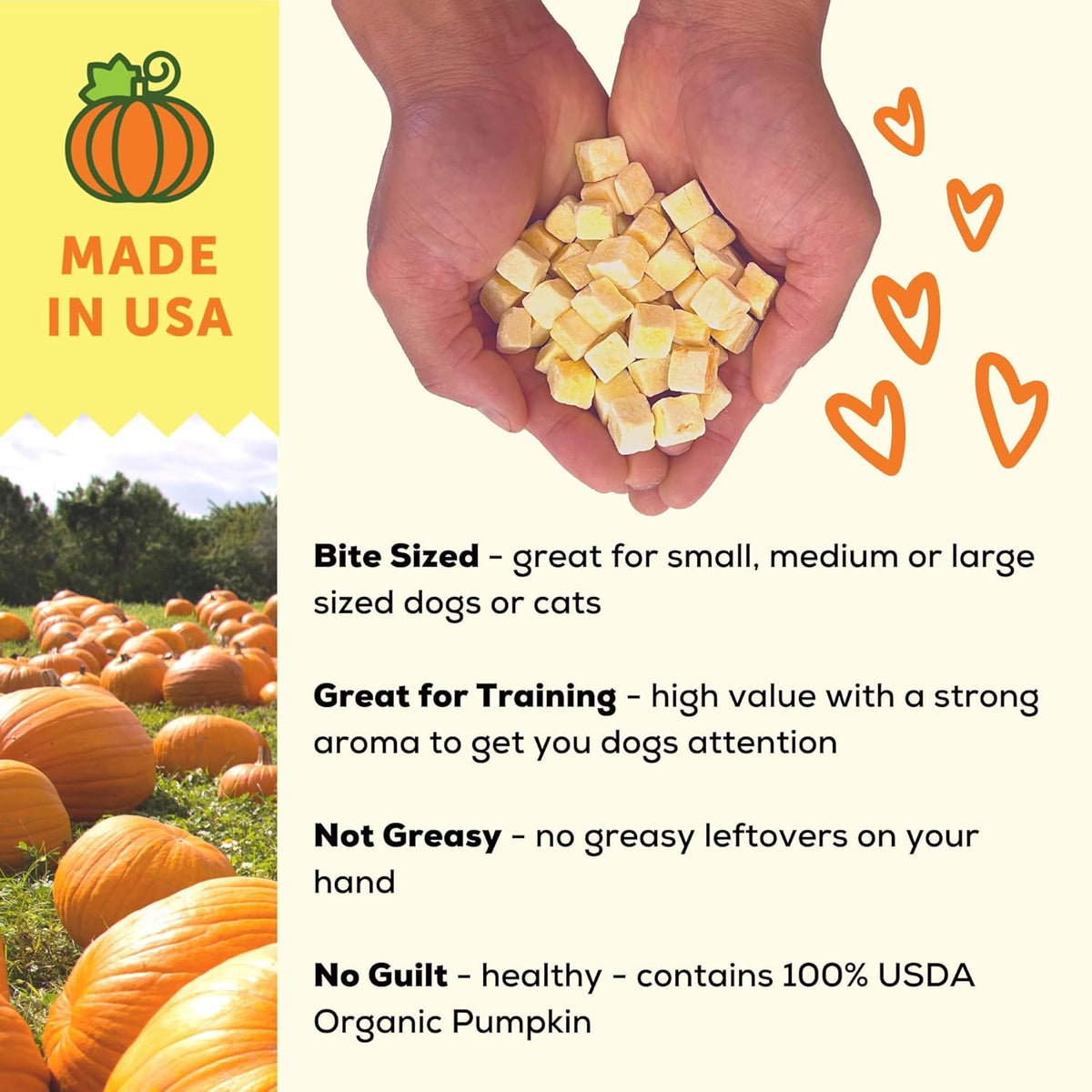 A Better Treat – Freeze Dried Organic Pumpkin Dog and Cat Treats, Organic, Single Ingredient |
