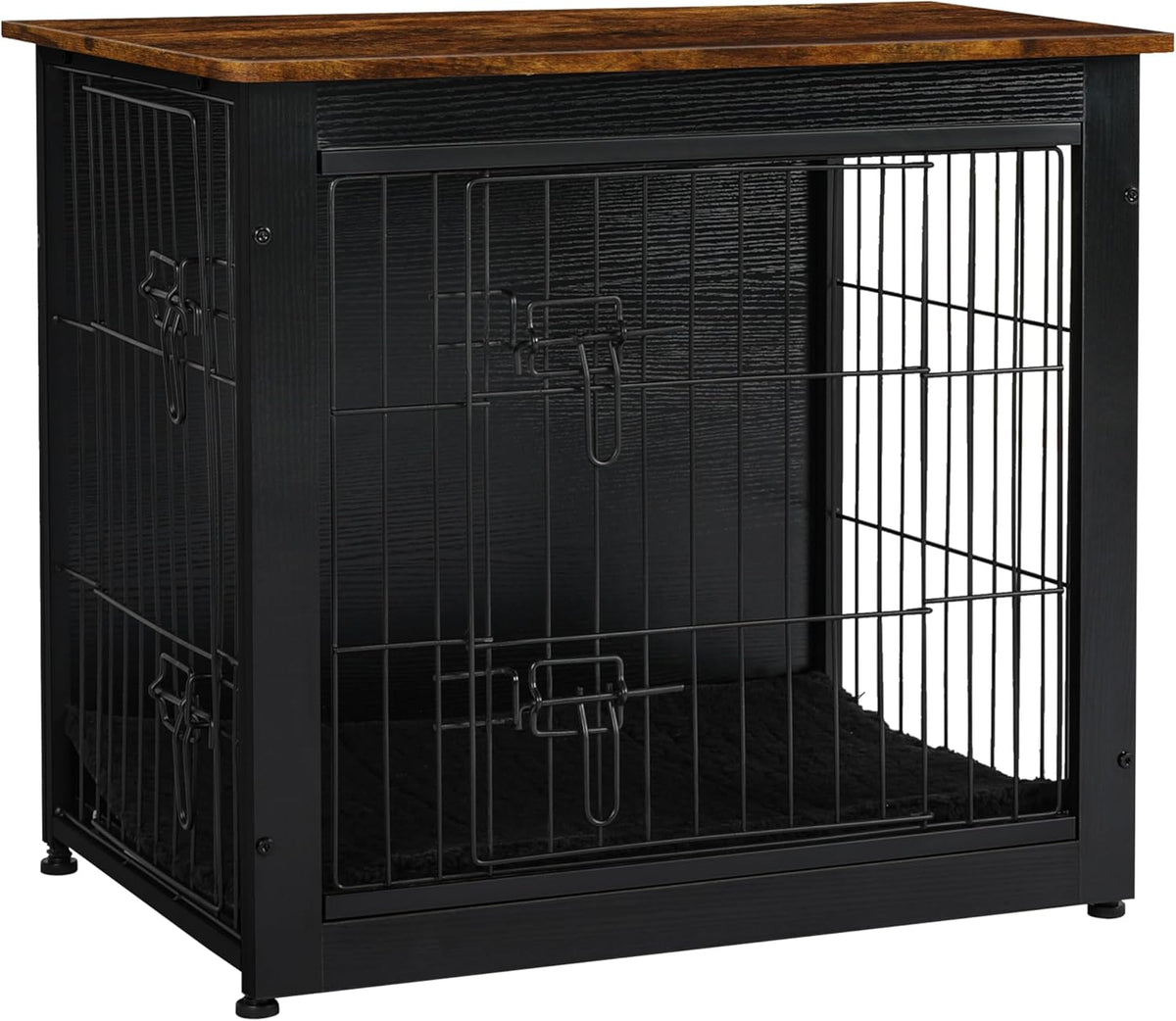 DWANTON Dog Crate Furniture with Cushion, Wooden Kennel Table with Double Doors, Indoor Dog House