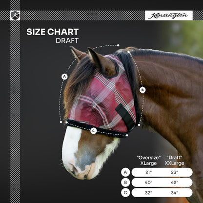 Kensington UV Fly Mask with Fleece Trim - Protective Mask with Dual Ear Opening Size: XXL Color: