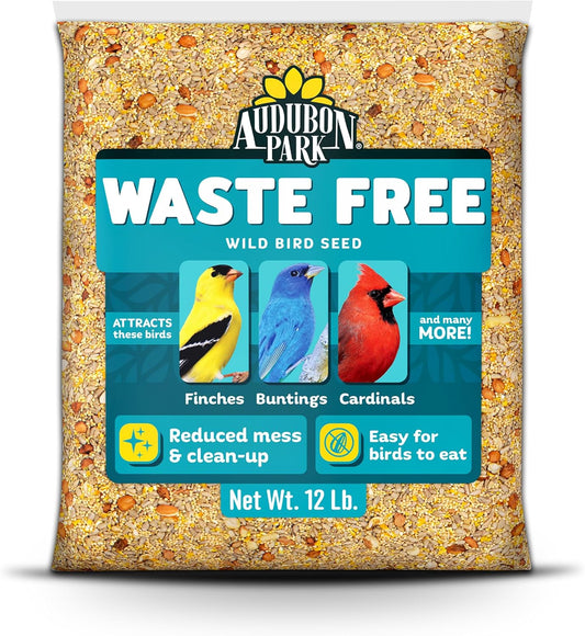 Audubon Park Waste Free Wild Bird Seed –12 lb. No Mess Blend with Sunflower Hearts & Peanut Pieces