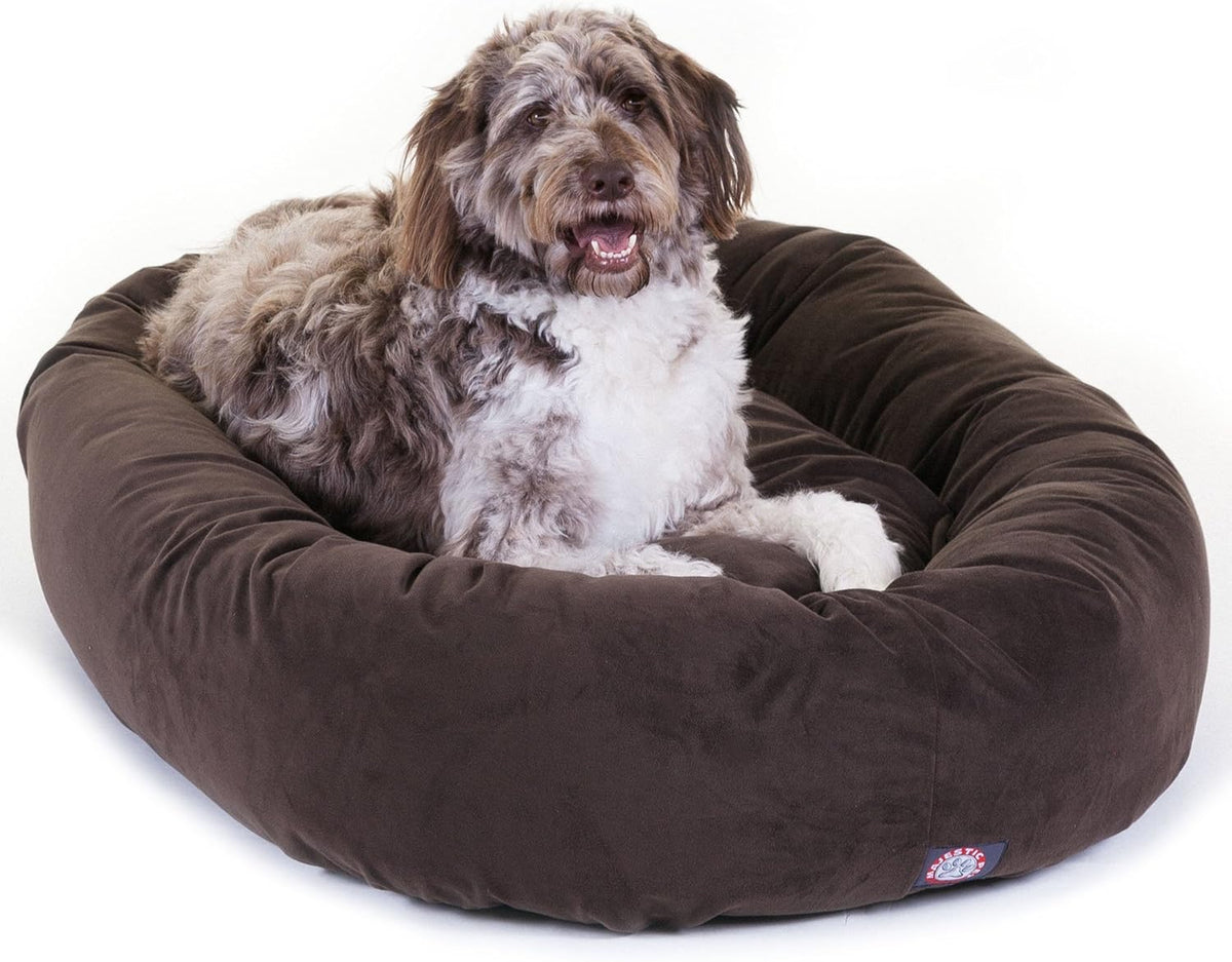 Majestic Pet 52 Inch Suede Calming Dog Bed Washable 52x35x11 (Inch) – Cozy Soft Round Donut Dog Bed