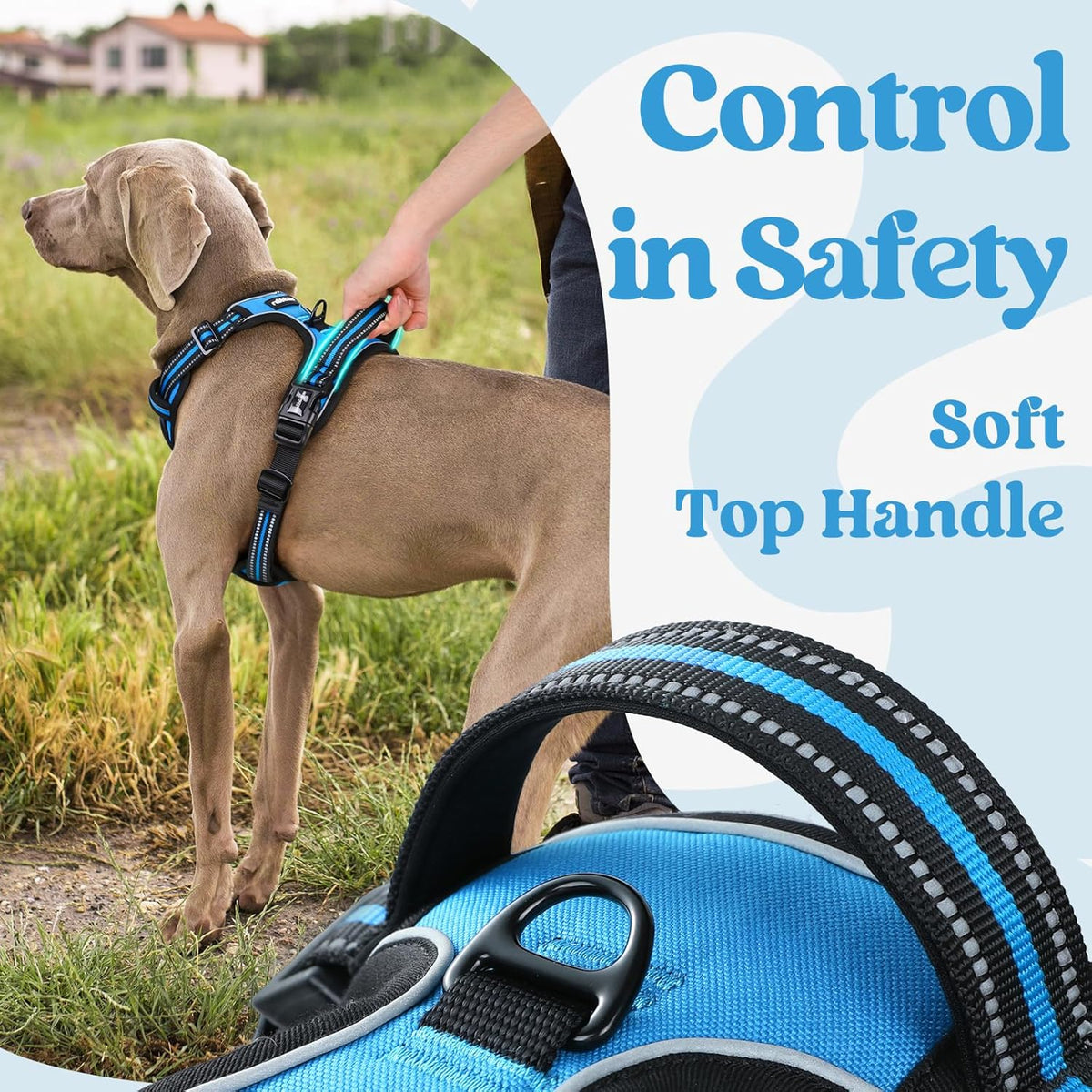 rabbitgoo Dog Harness for Large, No Pull Pet Harness with 3 Buckles, Adjustable Soft Padded Vest