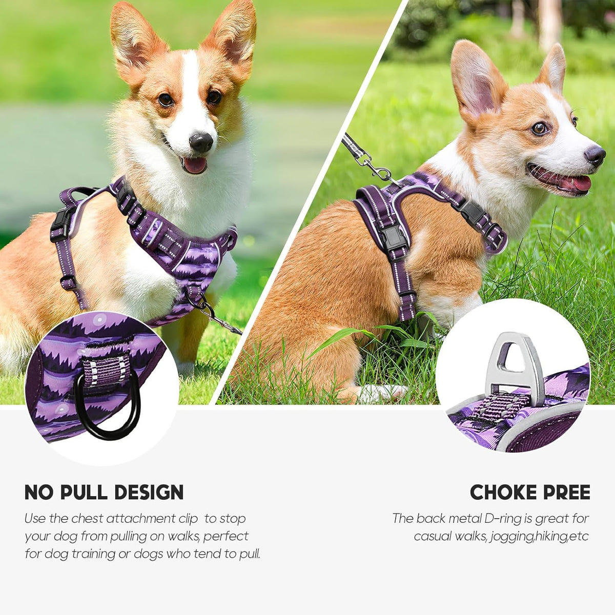 Timos Dog Harness,No-Pull Pet Harness Adjustable Soft Padded Dog Vest,Reflective No-Choke Pet