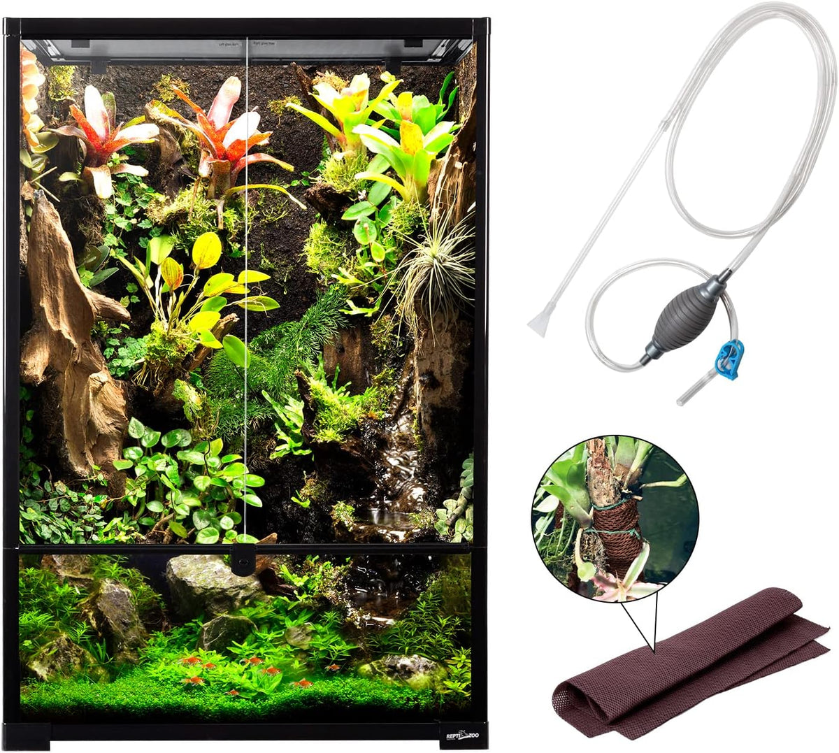 REPTIZOO 67 Gallon Large Reptile Terrarium 24"x18"x 36" Glass Paludarium Tank, Tall Reptile