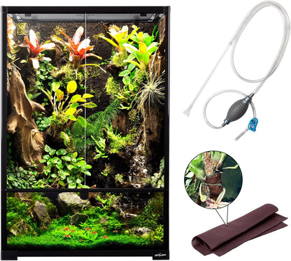 REPTIZOO 67 Gallon Large Reptile Terrarium 24"x18"x 36" Glass Paludarium Tank, Tall Reptile