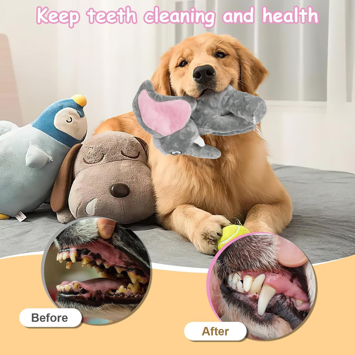 Plush Large Dog Toys with Squeaker and Crinkle Paper, Interactive Puppy Chew and Teeth Cleaning