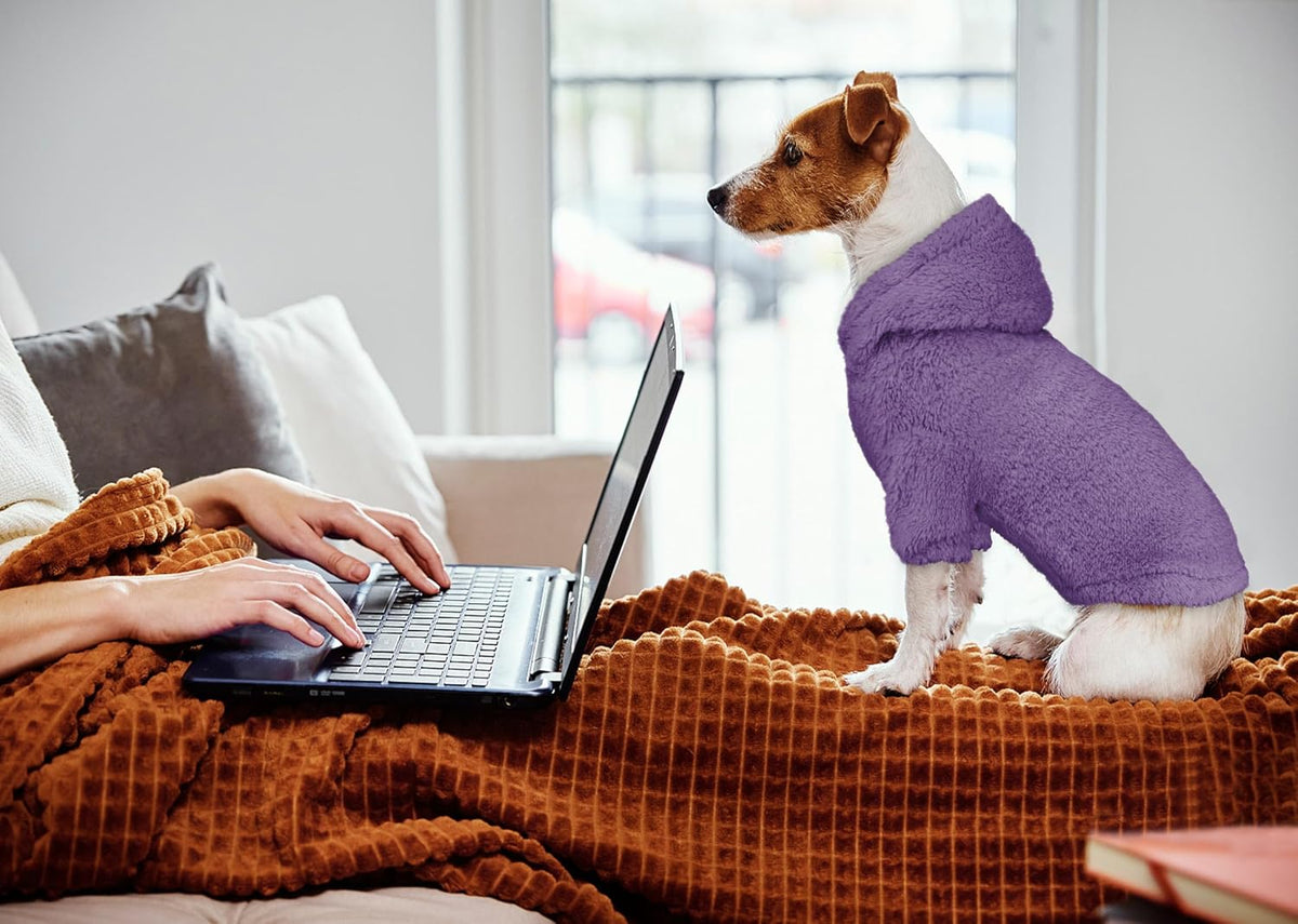 Fuzzy Dog Sweaters for Small Dogs Dog Hoodie Pet Clothes Warm Soft Cozy Coats Hooded Sweatshirt