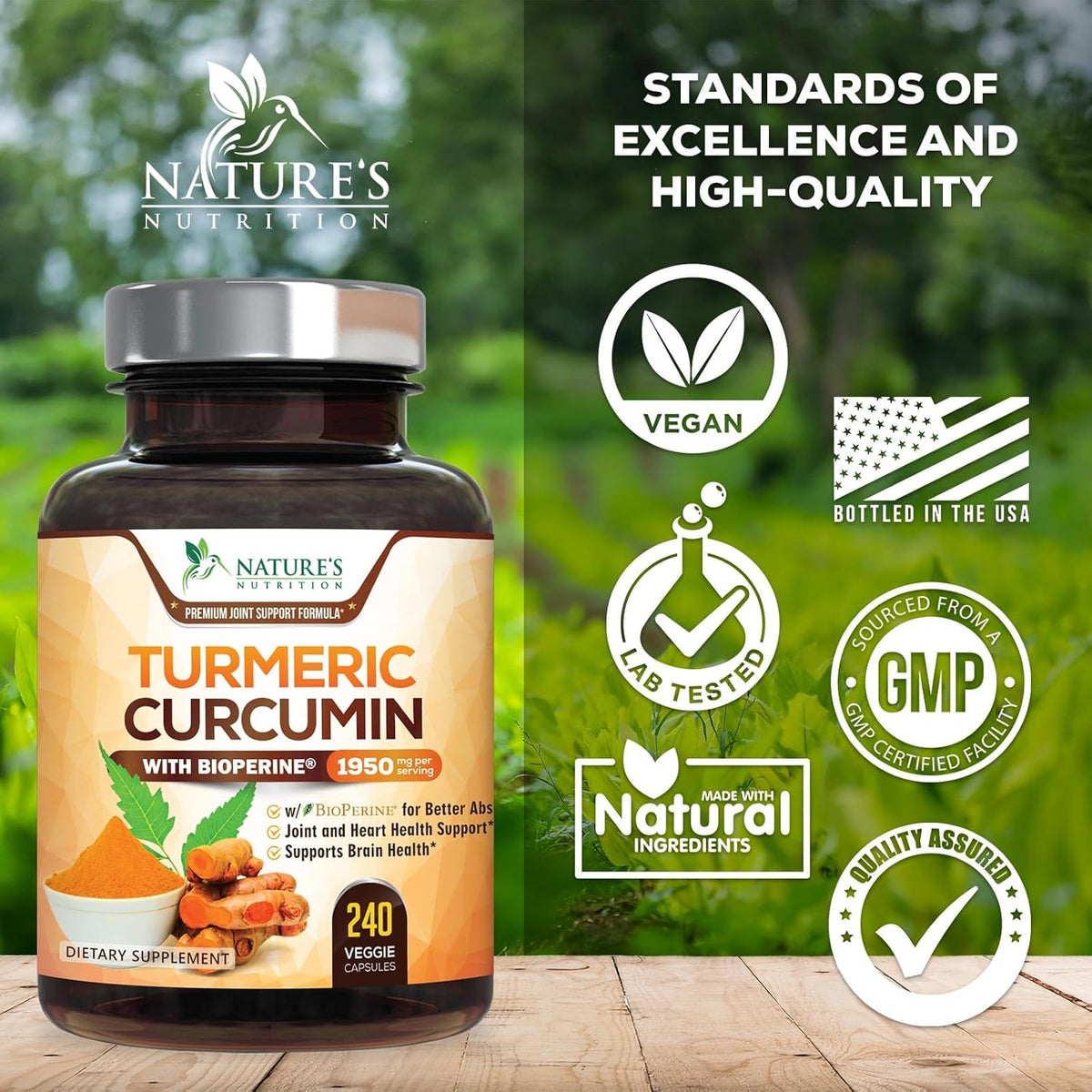 Turmeric Curcumin Supplement 1950mg - 95% Curcuminoids with Organic Turmeric & BioPerine Black