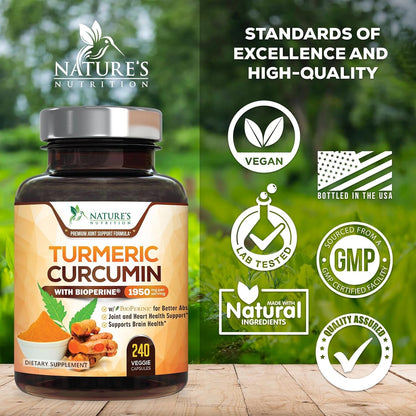 Turmeric Curcumin Supplement 1950mg - 95% Curcuminoids with Organic Turmeric & BioPerine Black