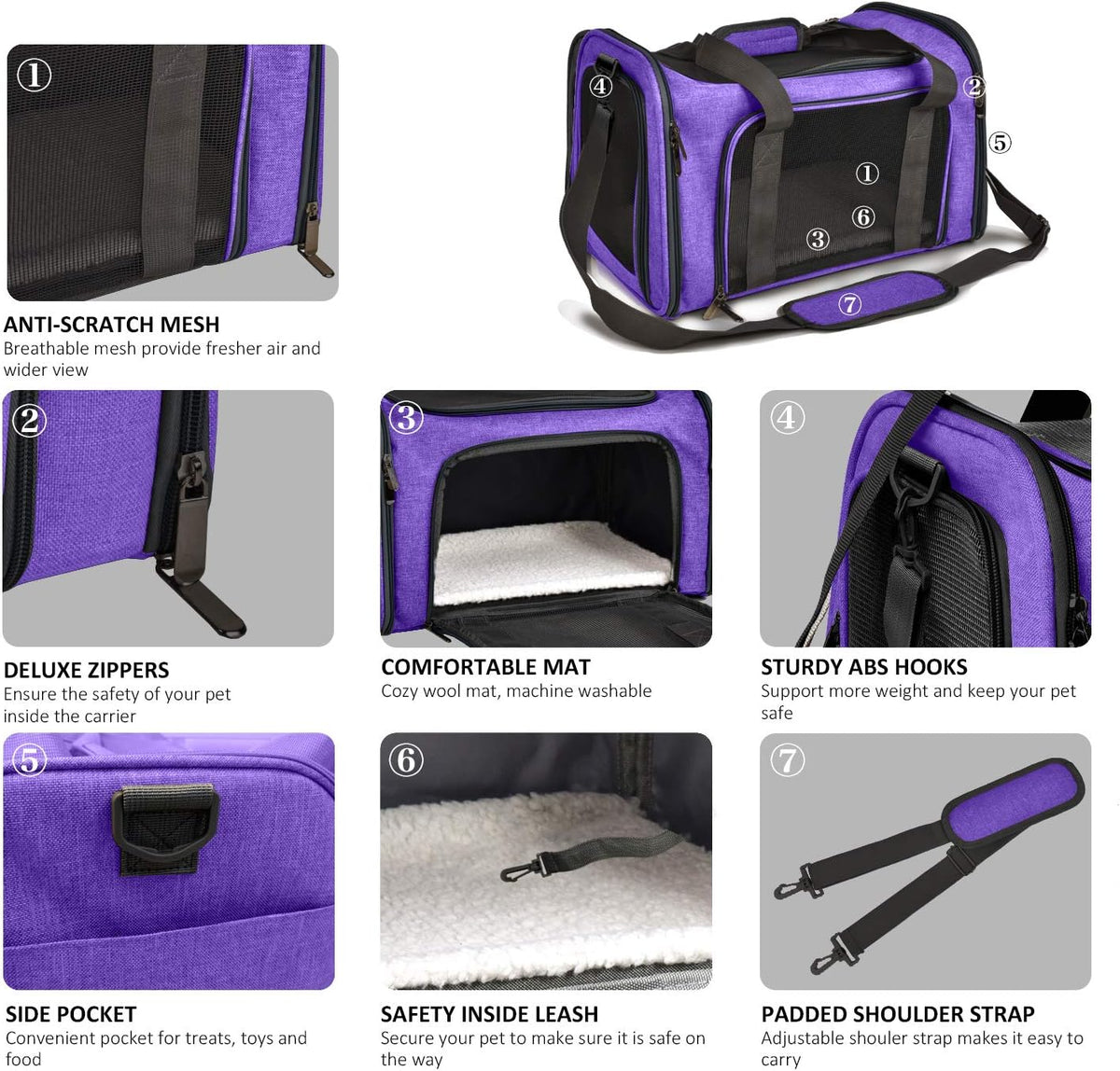 Large Cat Carriers Dog Carrier Pet Carrier for Large Cats Dogs Puppies up to 25Lbs, Big Dog Carrier
