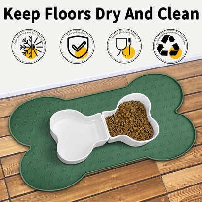 Dog Food Mat Anti-Slip Silicone Dog Bowl Mat Thicker Pet Placemat Waterproof Cat Feeder Pad with