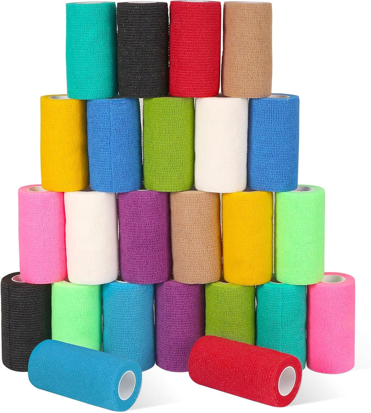 24 Pack Self Adhesive Bandage Wrap, 4” x 5 Yards Elastic Cohesive Bandage Wrap Self Adherent