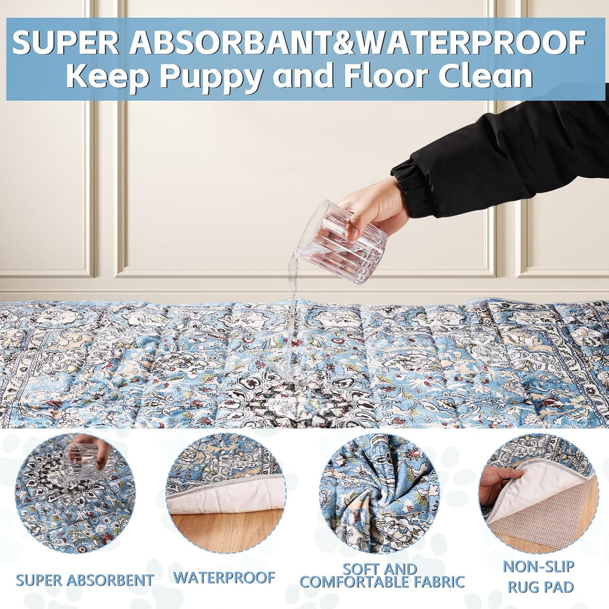 Washable Thickened Pee Pads for Dogs, 2 Pack (36"x42") Upgrade Reusable Puppy Pads with Non-Slip