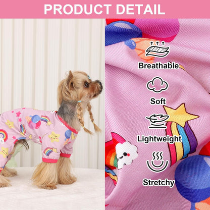 PinkBow Dog Pajamas Pjs Spring Summer Dog Clothes for Small Dogs Girl - Soft Stretchy Puppy Clothes