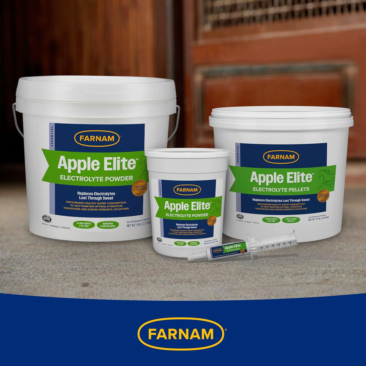 Farnam Apple Elite Electrolyte Paste Supplement for Horses, Replaces Vital Minerals, Encourages