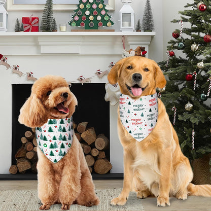 Christmas Dog Bandanas Small 3PCS, 6 Pattern Holiday Scarf for Boy and Girl, Triangle Reversible