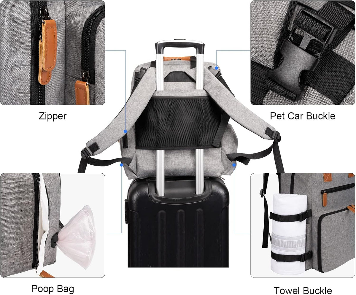 Modoker Dog Travel Bag, Airline Approved Backpack for Pet Accessories Organizer, Tote Weekend Bag