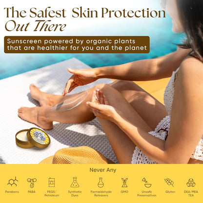 Beef Tallow Sunscreen Organic with Non Nano Zinc Oxide Formula for Daily Protection, 4oz Reef Safe