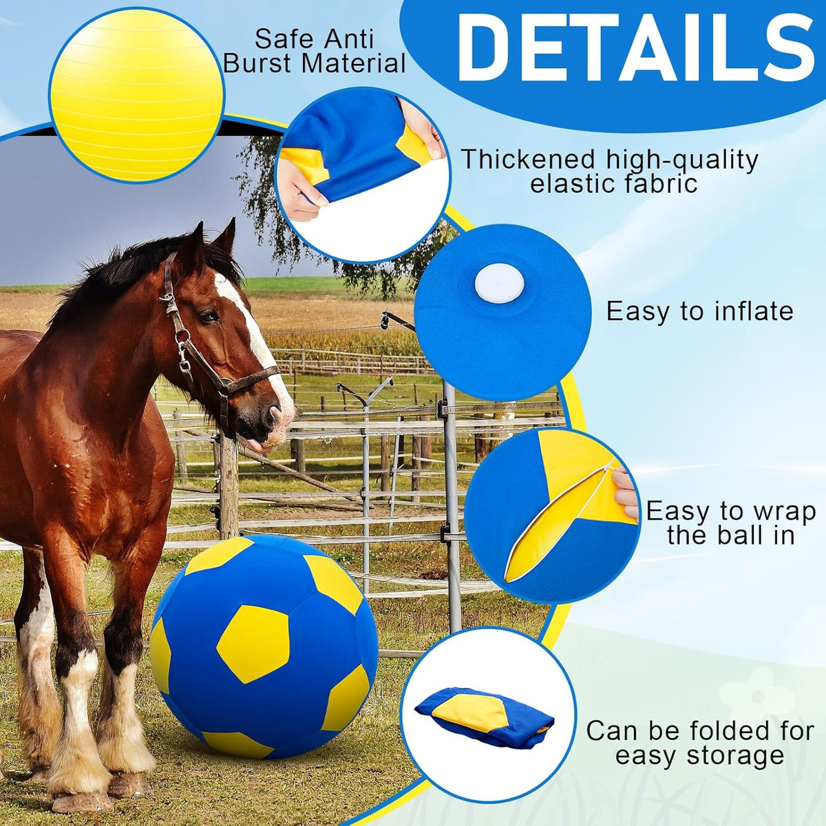 40inch Giant Herding Ball with Ball Cover Anti Burst Please Watch VCR for How to Inflation Horse