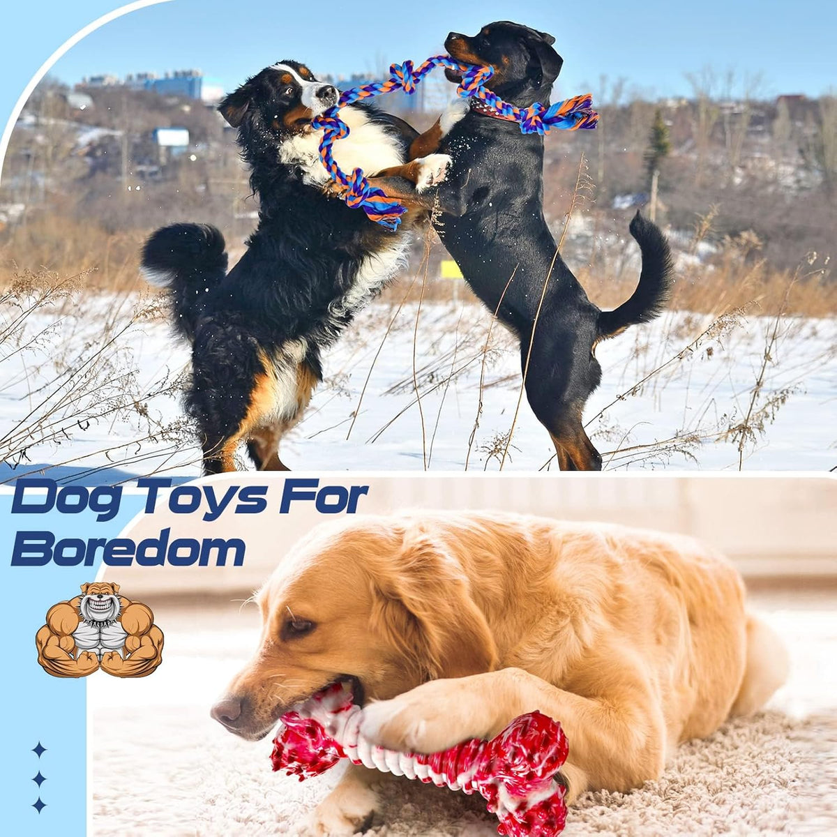 SHARLOVY Dog Chew Toys for Aggressive Chewers, 5 Pack Indestructible Dog Toys for Large Breed