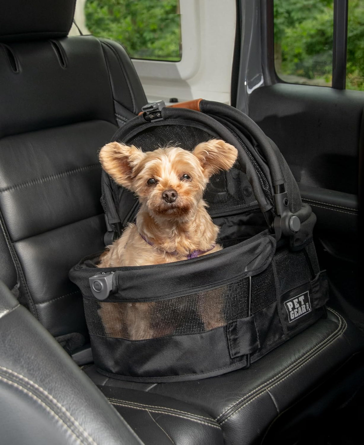 Pet Gear No-Zip View 360 Ultra Lite Pet Safety Carrier & Car Seat for Small Dogs & Cats Push Button