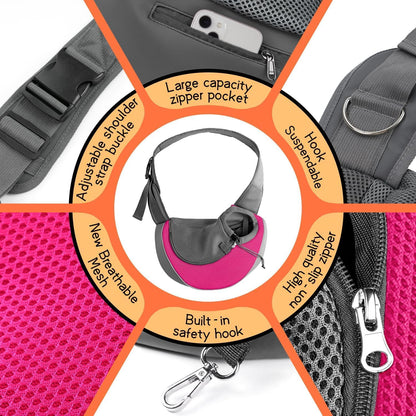 YUDODO Pet Sling Carrier for Small Dogs & Cats – Hands-Free Puppy Carrier with Safety Hook, Large