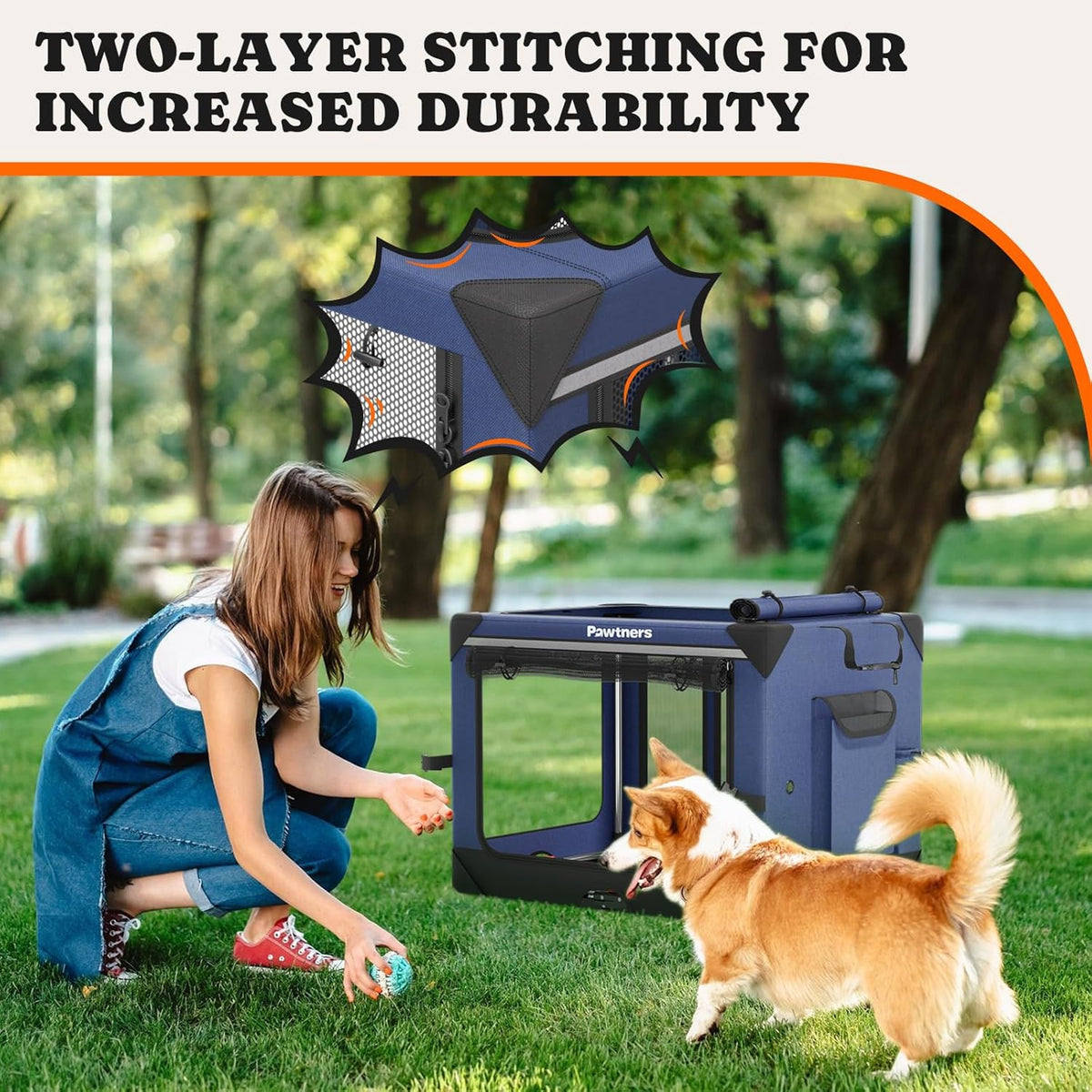 Collapsible Dog Crate: 30 Inch Foldable Soft Sided Dog Crate for Medium Dogs, Portable Dog Travel