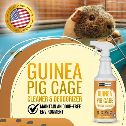 32oz Guinea Pig Cage Cleaner & Deodorizer Spray - Safe & Effective Odor Eliminator for Small Animal