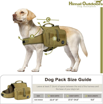 Himal Outdoors Dog Backpack & Saddle Bag, Tactical Hiking Backpack for Large Dogs with Side Pockets