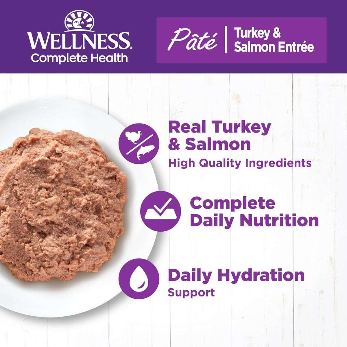 Wellness Complete Health Pate Adult Wet Cat Food, Natural, Protein-Rich, Grain Free, 5.5 Ounce, 24