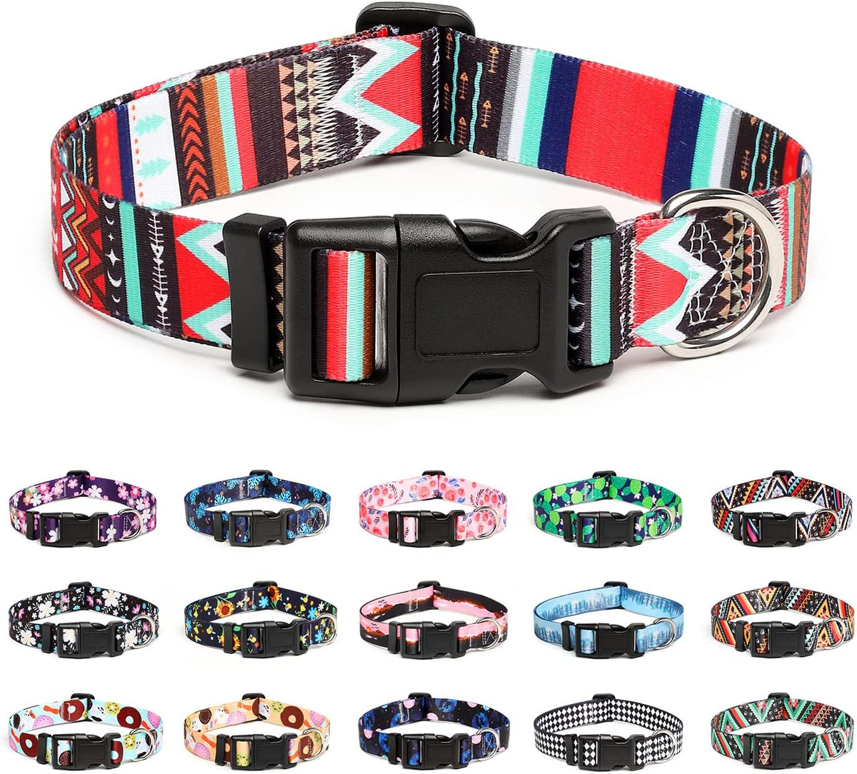 Mercano Adjustable Dog Collar - Special Design Patterns, Soft Nylon Comfortable Durable Pet Collar