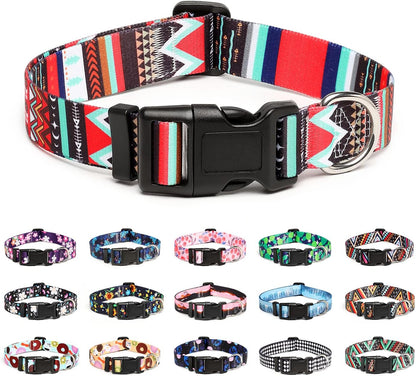 Mercano Adjustable Dog Collar - Special Design Patterns, Soft Nylon Comfortable Sturdy Pet Collar