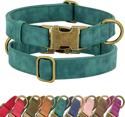 Didog Soft PU Leather Dog Collar, Stylish Quick Released Dog Collar for Large Dogs, Easy Clean