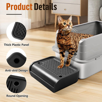 Cat Litter Box Step, Cat Litter Box Ramp Mat with Filter Function for Self-Cleaning Cat Litter Box