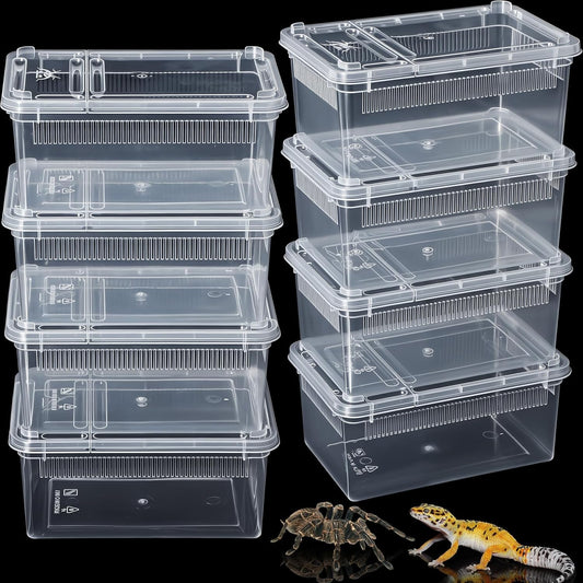 Irenare 8 Pcs Reptile Breeding Breeding Box Plastic Spider Terrarium Tarantula Feeding Box for