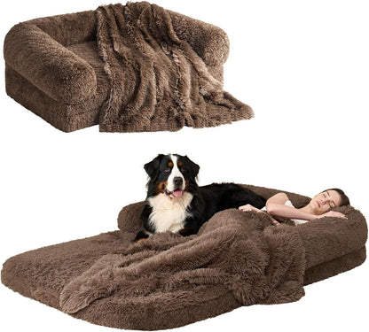 EHEYCIGA Foldable Human Dog Bed, Orthopedic Memory Foam Human Sized Dog Bed, Waterproof Pet Bed for