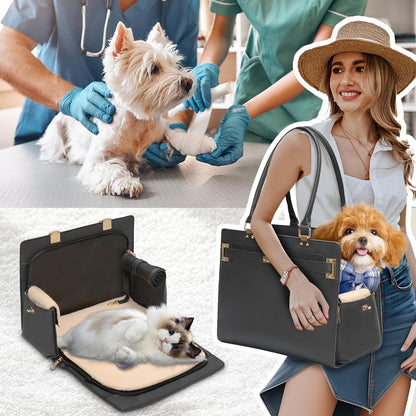 2-in-1 Stylish Dog Purse Carrier Soft-Sided Carriers Travel Tote Bag for Small Dogs Cats, Fashion