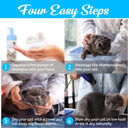Mooncat Sphynx Cat Waterless Shampoo, Vet Approved No-Rinse Foam for Oily, Sensitive Skin &