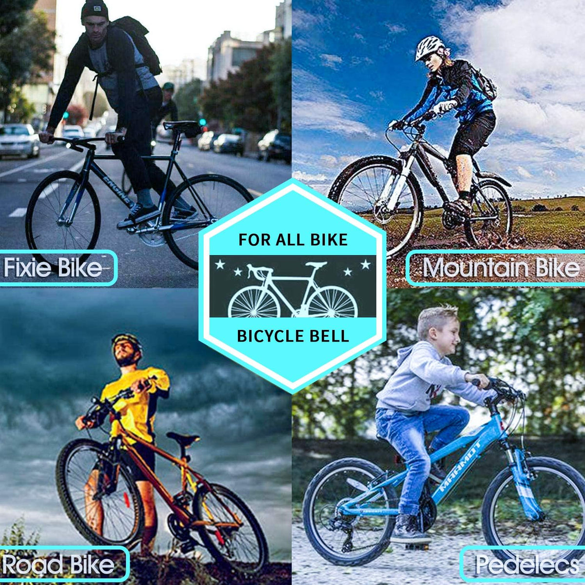 2 Pack Classic Bike Bell, Bicycle Bell Loud Crisp Clear Sound Bicycle Bike Bell City Bike BMX Bike
