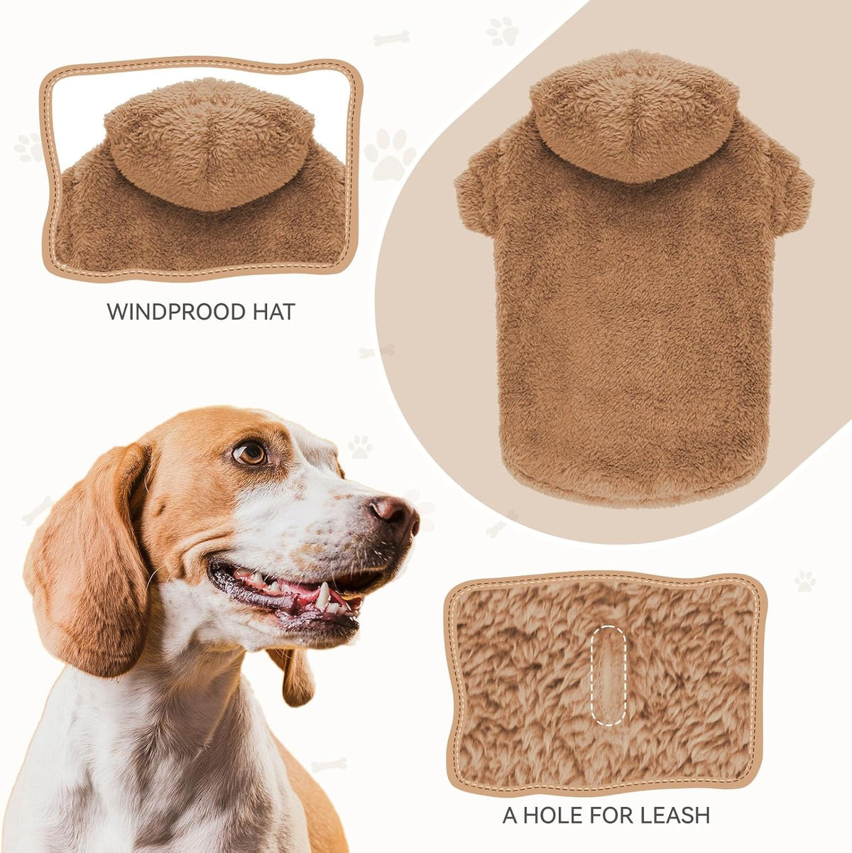 Fuzzy Dog Hoodie Dog Sweaters for Large Dogs Soft Double-Sided Plush Fleece Pet Sweater Pet Clothes
