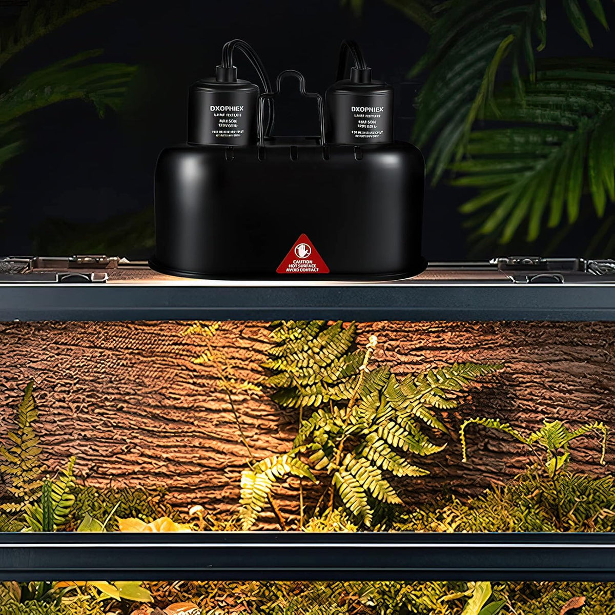 Nano Reptile Heat Lamp Max 40W Dual Reptile Light Fixture with Two Independent Switches, UVB Light