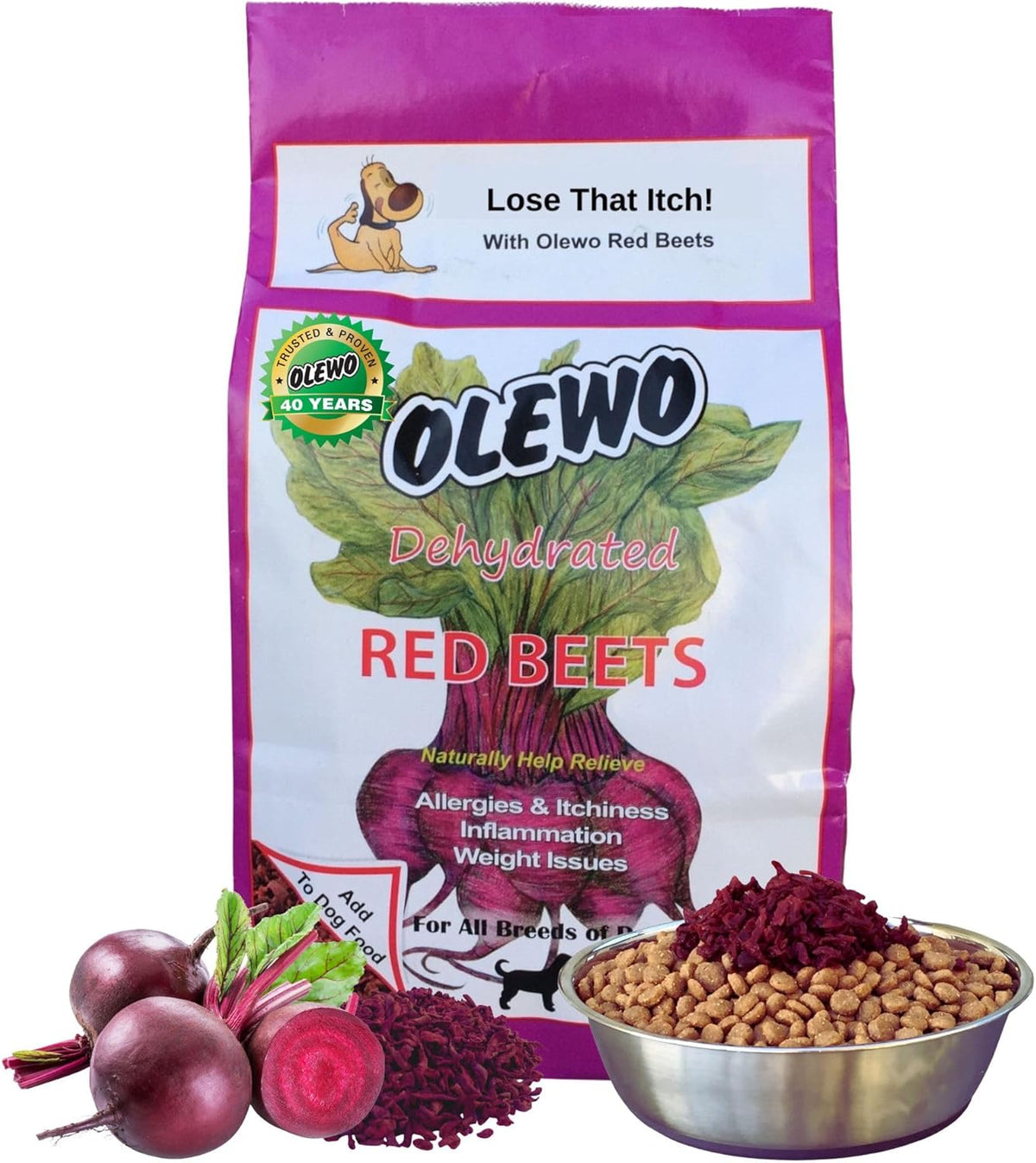 Olewo Original Red Beets for Dogs – Natural Anti Itch for Dogs, Dog Food Topper, Immune, Cleansing
